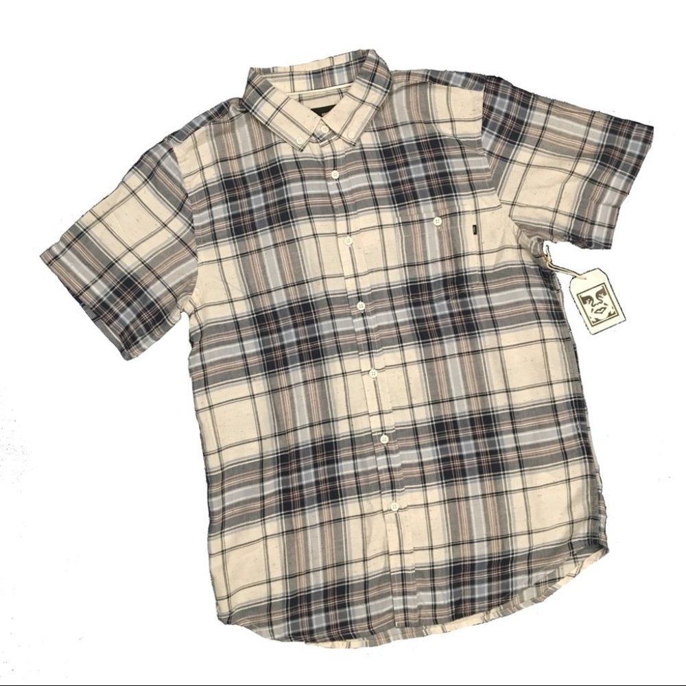 Obey Manifesto Button Down Plaid Flannel Shirt NWT